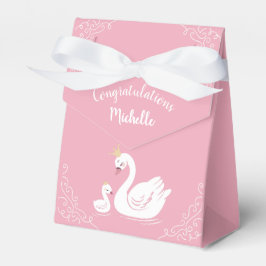 Svanar Baby Shower Bird med Krona Theme Rosa Presentaskar
