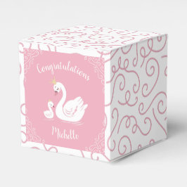 Svanar Baby Shower Bird med Krona Theme Rosa Presentaskar