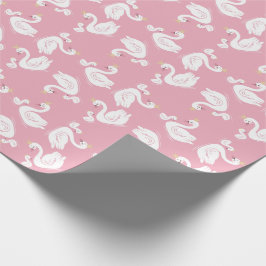Svanar Baby Shower Bird med Krona Theme Rosa Presentpapper