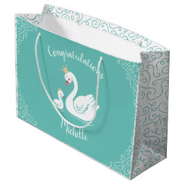 Svanar Baby Shower Bird med Krona Theme Teal