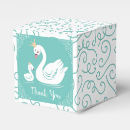 Svanar Baby Shower Bird med Krona Theme Teal Presentaskar
