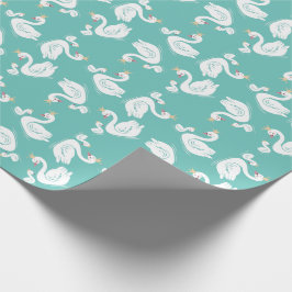 Svanar Baby Shower Bird med Krona Theme Teal Presentpapper