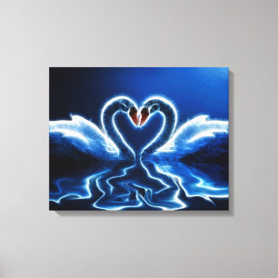 Svanar i Kärlek Wrapped Canvas