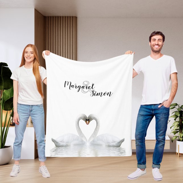 Svanar kärlek namn bröllop fleecefilt (Skapare uppladdad)