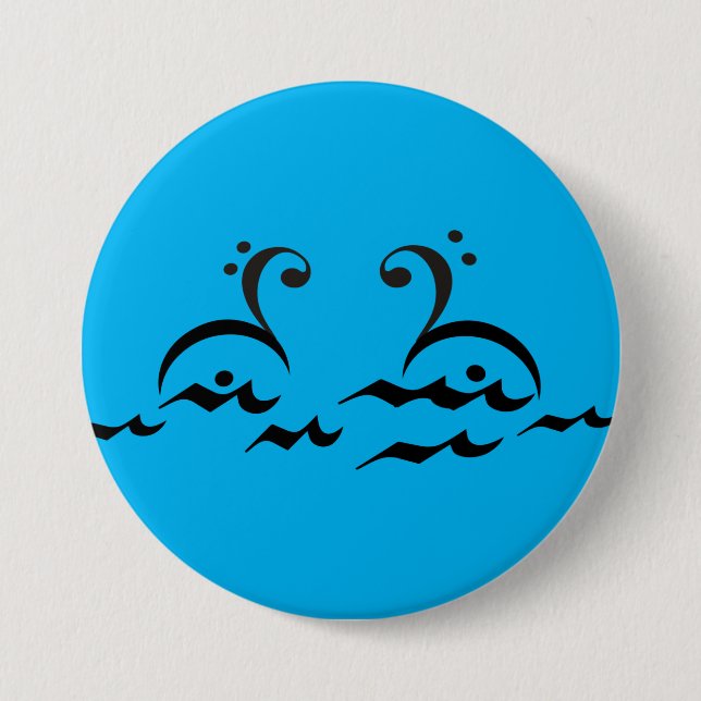 Svanar, musiksymboler, baser, fermata, knapp (Framsida)