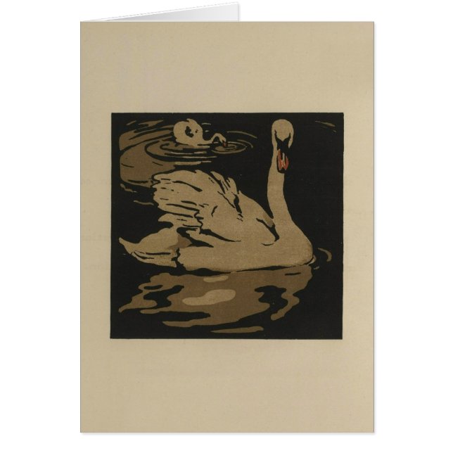 Svanar och deras reflektioner hälsningskort (Framsidan)