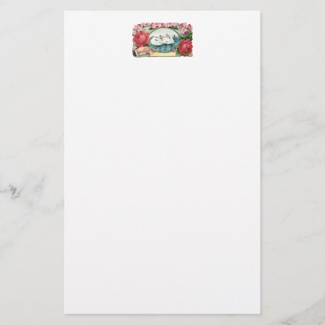 Svanar och Ro Vintage Art Stationery Brevpapper (Framsida)