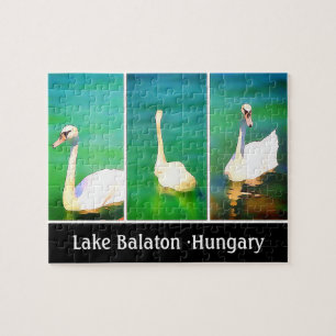 Svanar på Balaton-Sjö-triptych Pussel