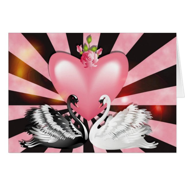 Svanar på hälsningskort för kärlek (Framsidan Horizontal)