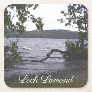 Svanar på Loch Lomond Underlägg Papper Kvadrat