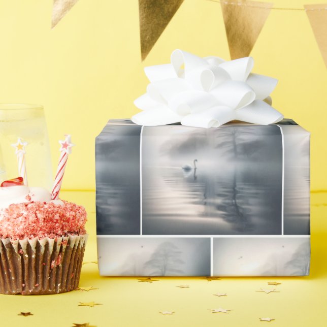 Svanar på Sjö vid Misty Presentpapper (Födelsedagsfest)