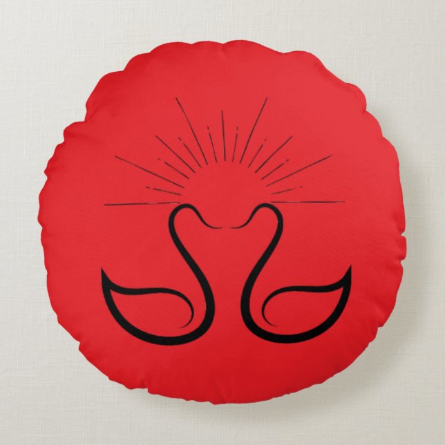 Svanar Round Pillow Rund Kudde (Framsidan)