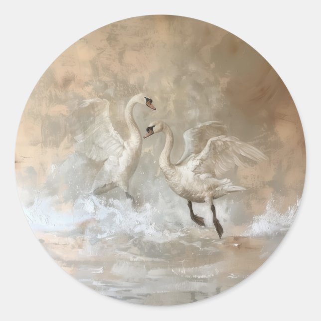 Svanar - Rundna klistermärken för brevpapperstillb (Framsida)
