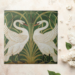 Svanar Rush Iris Walter Crane Kakelplatta