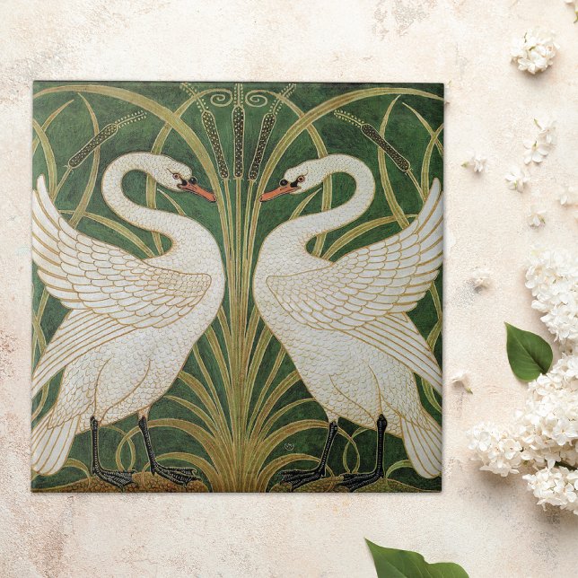 Svanar Rush Iris Walter Crane Kakelplatta (Skapare uppladdad)