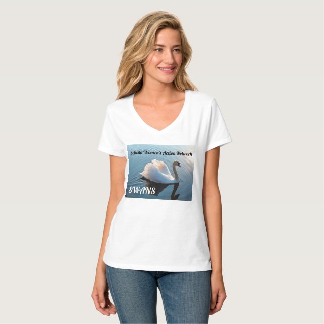 SVANAR - Solivita kvinna handling knyter kontakt T Shirt (Hel framsida)