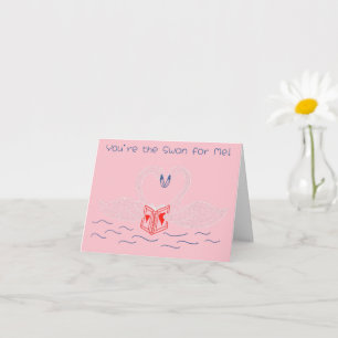 Svanar som läser en Bok Cute Valentine Day Kort