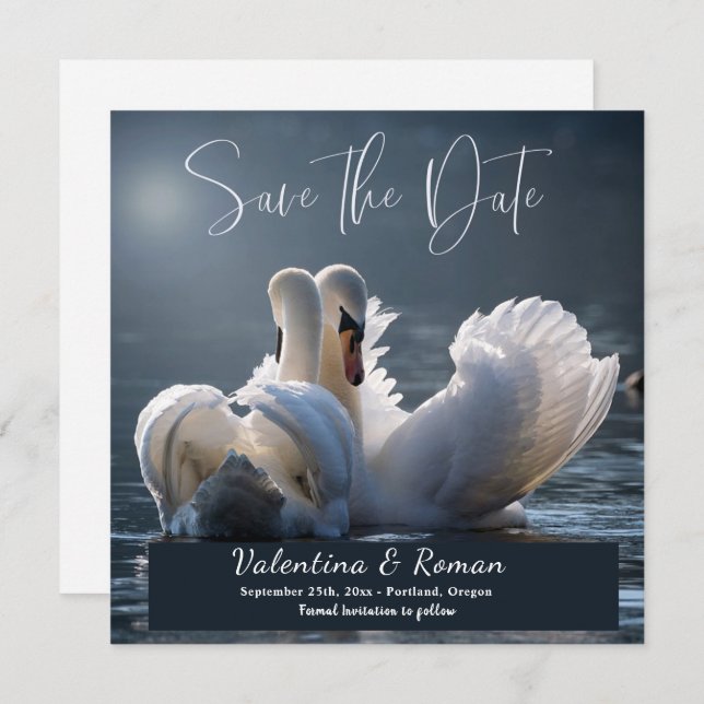 Svanar Spara datum meddelande (Fram/baksida)