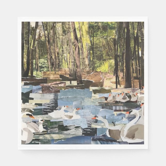 "Svanar vid floden" Skär Pappert av Willowcatdesig Pappersservett (Framsidan)