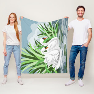 Svanar vid vatten fleecefilt