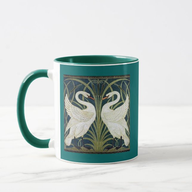 Svanen och rusar och Iris tapeten Mugg (Vänster)