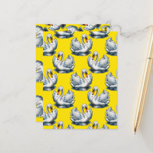 Svanfåglar Mönsterdesign på gul  Vykort