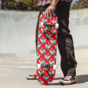 Svanfåglar Mönsterdesign på röd Mini Skateboard Bräda 18,5 Cm