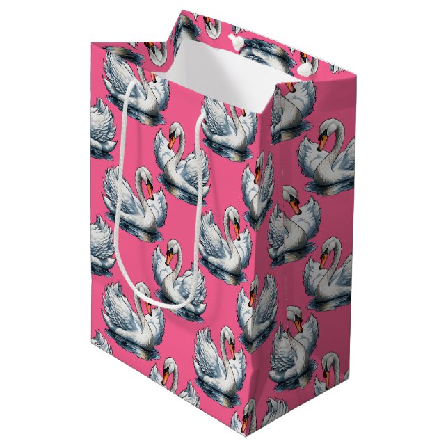 Svanfåglar Mönsterdesign på rosa (Framsidan Vinklad)
