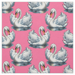 Svanfåglar Mönsterdesign på rosa Tyg