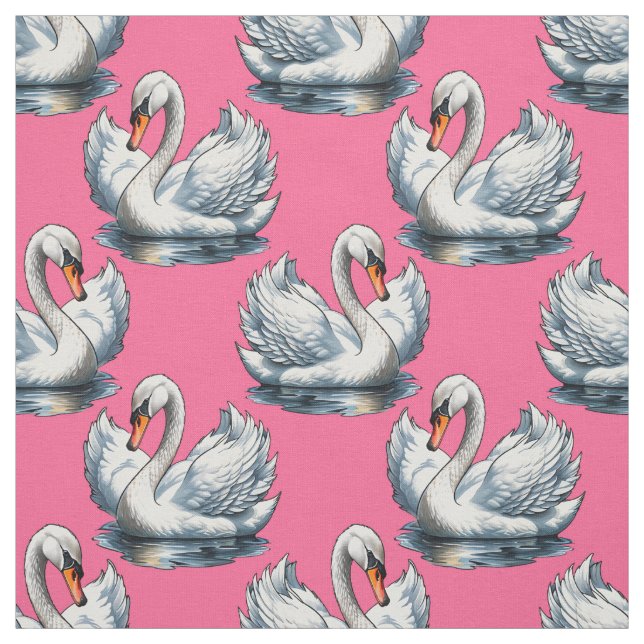Svanfåglar Mönsterdesign på rosa Tyg (Provkarta)