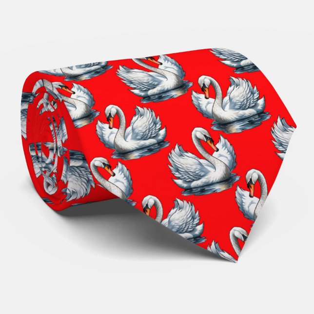 Svanfåglar Mönsterdesign på rött Slips (Skapare uppladdad)