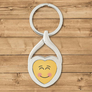 Sväng Ansikte med leende Öga Twisted Heart Silverfärgad Nyckelring