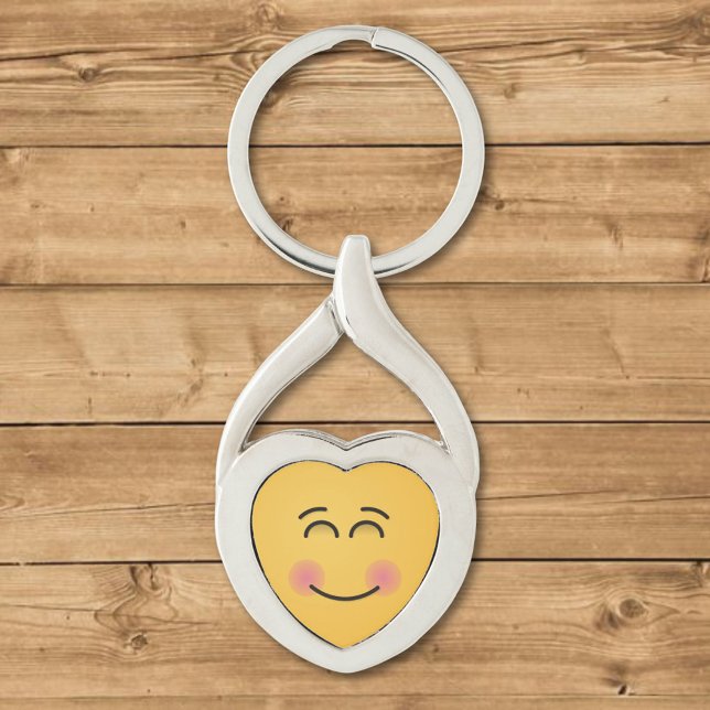 Sväng Ansikte med leende Öga Twisted Heart Silverfärgad Nyckelring (Skapare uppladdad)