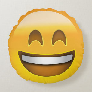 Sväng Ansikte med öppen mun och leende Öga Emoj Rund Kudde