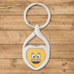 Sväng Ansikte med öppen mun Twisted Heart Silverfärgad Nyckelring