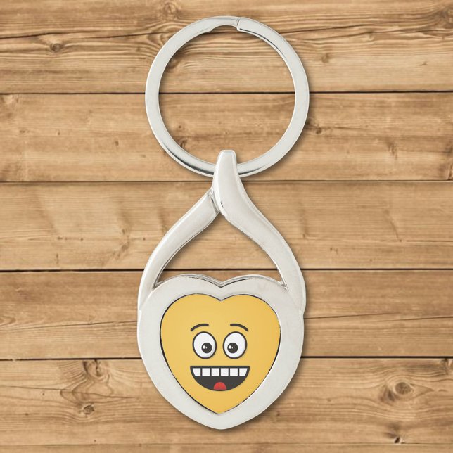 Sväng Ansikte med öppen mun Twisted Heart Silverfärgad Nyckelring (Skapare uppladdad)