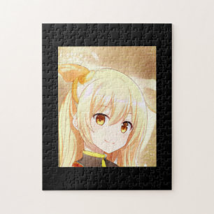 Sväng blond flicka med öga anime manga pussel
