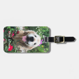 Sväng Golden Retriever Hund bland blommor Bagagebricka