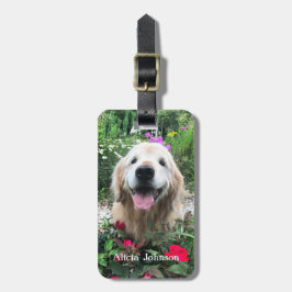 Sväng Golden Retriever Hund bland blommor Bagagebricka
