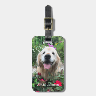 Sväng Golden Retriever Hund bland blommor Bagagebricka