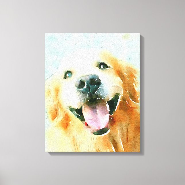 Sväng Golden Retriever i vattenfärg Canvastryck (Framsida)