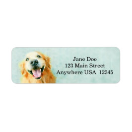 Sväng Golden Retriever i vattenfärg Returadress Etikett