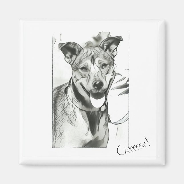 Sväng Hund "Cheeese" Magnet (Framsidan)