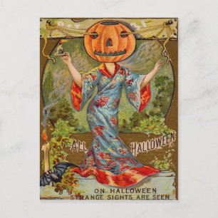 Sväng Jack O'Lantern Pumpkin Fladdermus Vykort