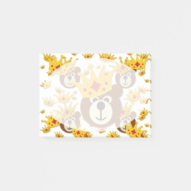 Sväng Nalle med Krona Post-it Block (Framsida)