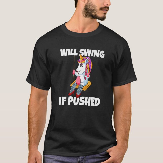 Sväng om Unicorn Swinger trycks upp och ner P T Shirt (Framsida)