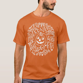 Sväng Pumpkin Halloween Typography Ord Lycklig H T Shirt