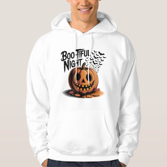 Sväng Pumpkin med Höst löv design Hoodie (Framsida)