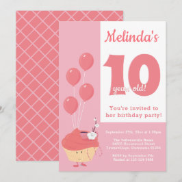 Sväng Rosa Cupkaka Birthday | Inbjudan