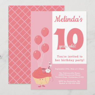 Sväng Rosa Cupkaka Birthday Inbjudan